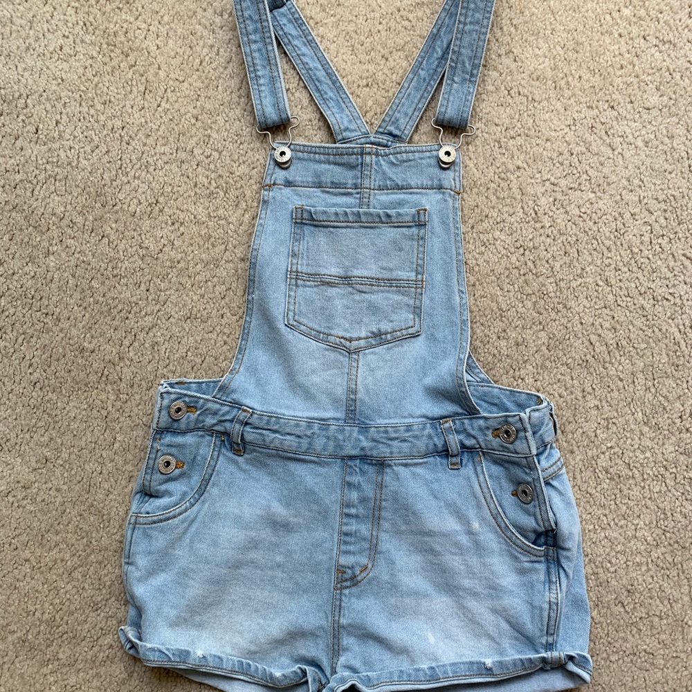 Light Wash Denim Short Overalls